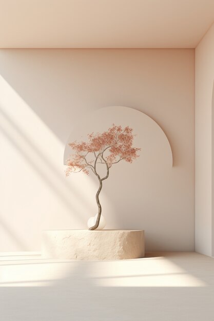 3d tree lit by sunlight