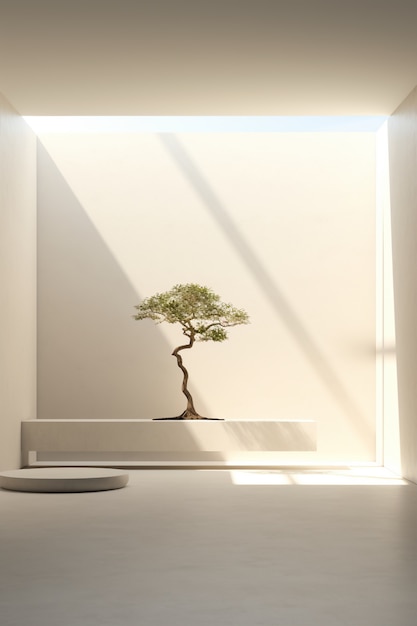 Free photo 3d tree lit by sunlight