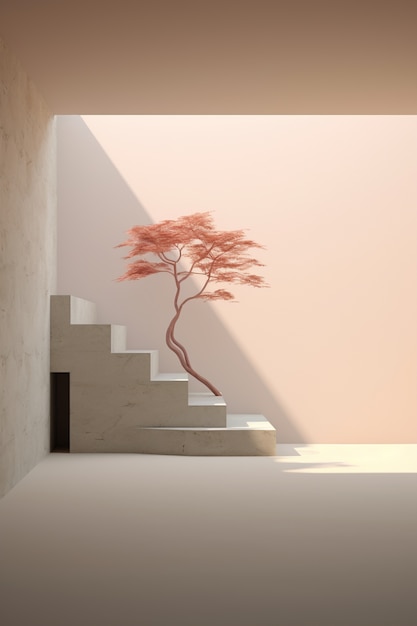 3d tree with sunlight background