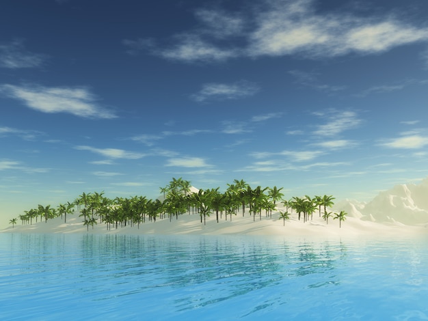 Free photo 3d tropical palm tree island landscape