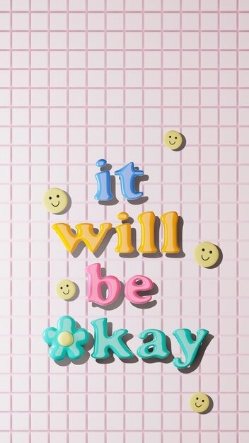 3d vertical aesthetic background with motivational quote