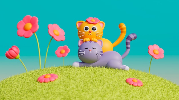 3d view of adorable pet cat