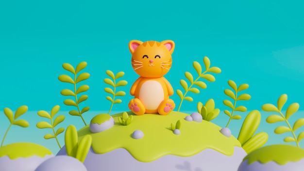 3d view of adorable pet cat