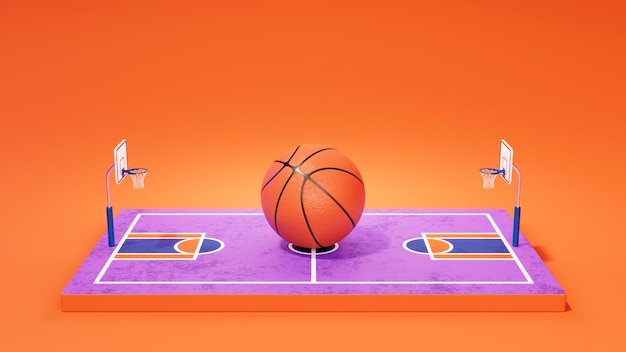 Free photo 3d view of basketball essentials