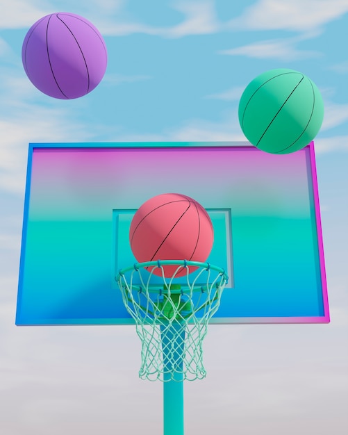 Free photo 3d view of basketball essentials