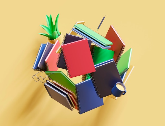 3d view of books