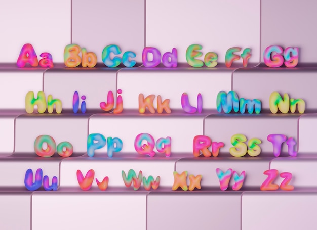 Free Photo 3d view of letters of the alphabet