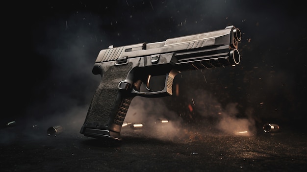 Free photo 3d view of powerful gun