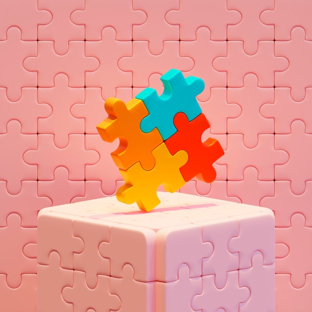 Free Photo 3d view of puzzle pieces