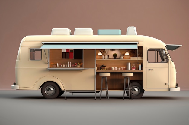 3d view of street food car