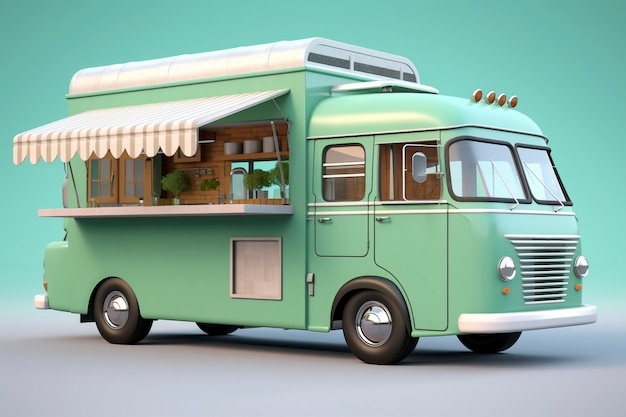 3d view of street food car