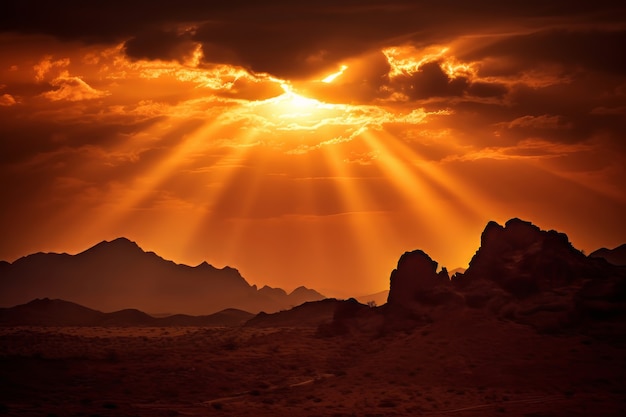 Free photo 3d view of sun on sky with nature landscape