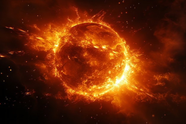 3d view of sun in the space