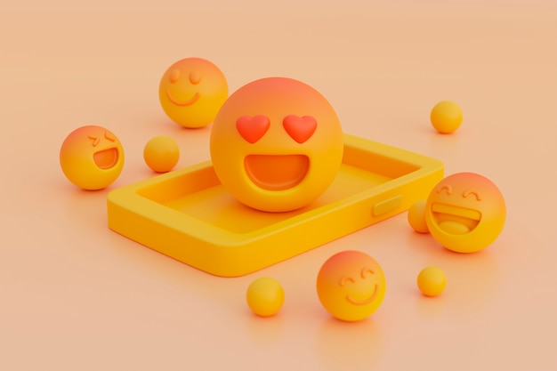 Free photo 3d view of yellow emoji