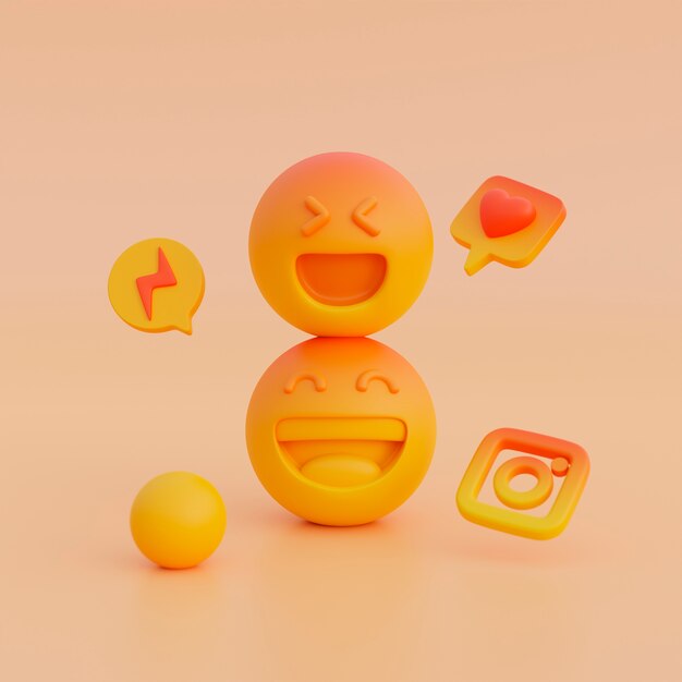 3d view of yellow emoji