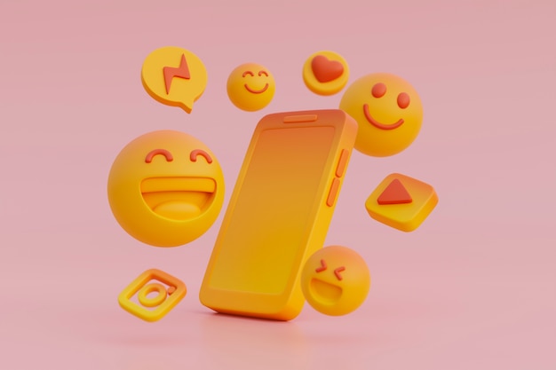 3d view of yellow emoji