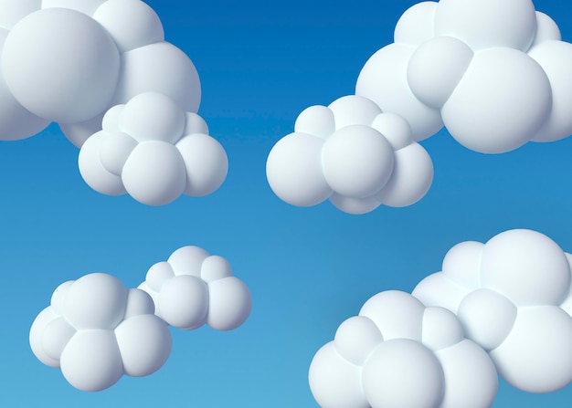 Free photo 3d white clouds and blue background