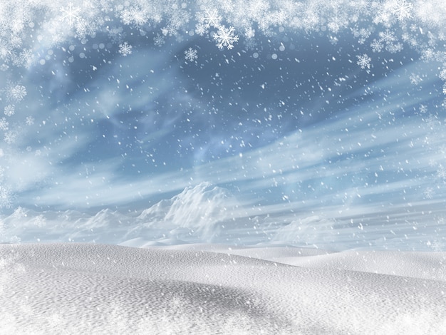 Free photo 3d winter snowy landscape