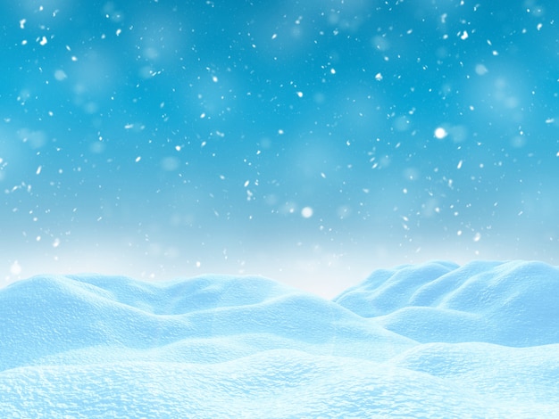 3D winter snowy landscape