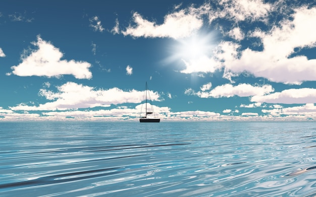 Free Photo 3d yacht on the ocean 