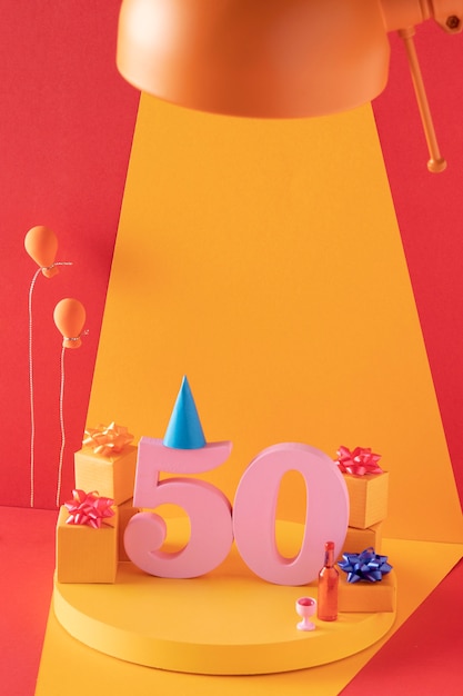 Free Photo 50th birthday arrangement with festive decorations