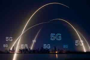 Free photo 5g network smart city background technology