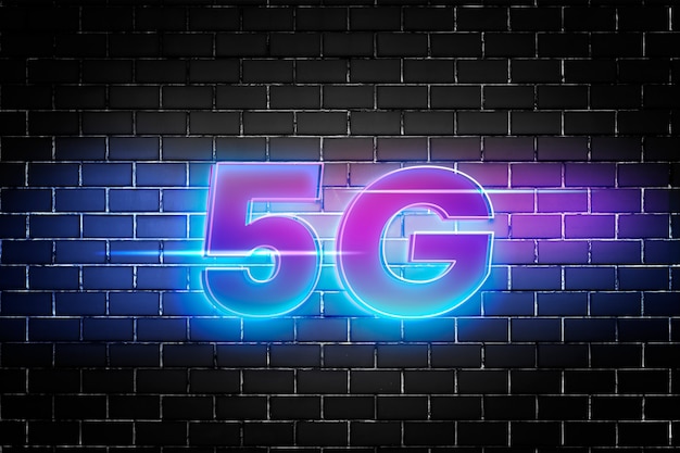 Free photo 5g typography in 3d glow font