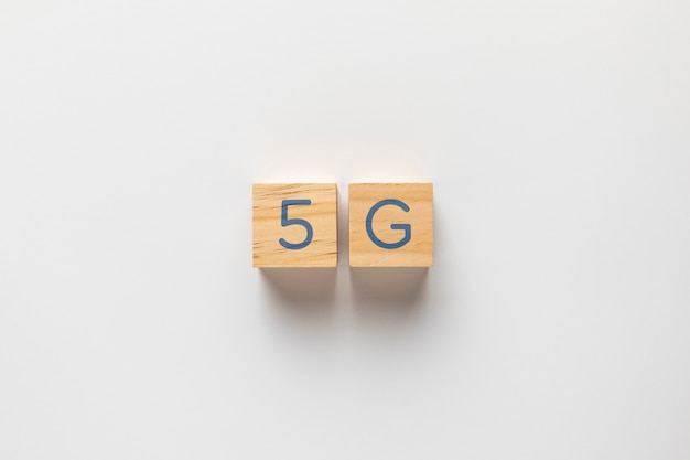 5g written on small cubes on plain background