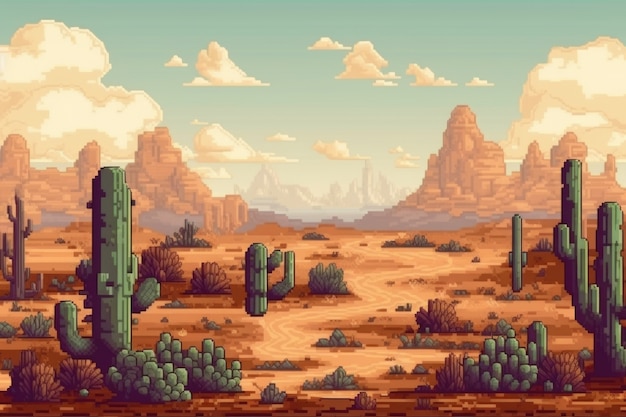 Free Photo 8-bit graphics pixels scene with desert