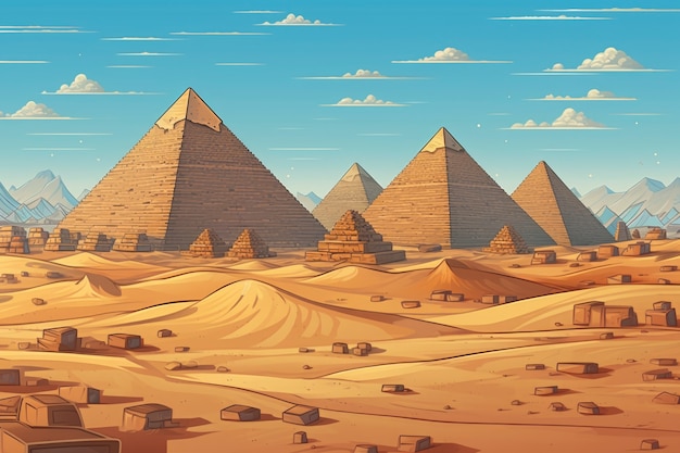 Free photo 8-bit graphics pixels scene with pyramids