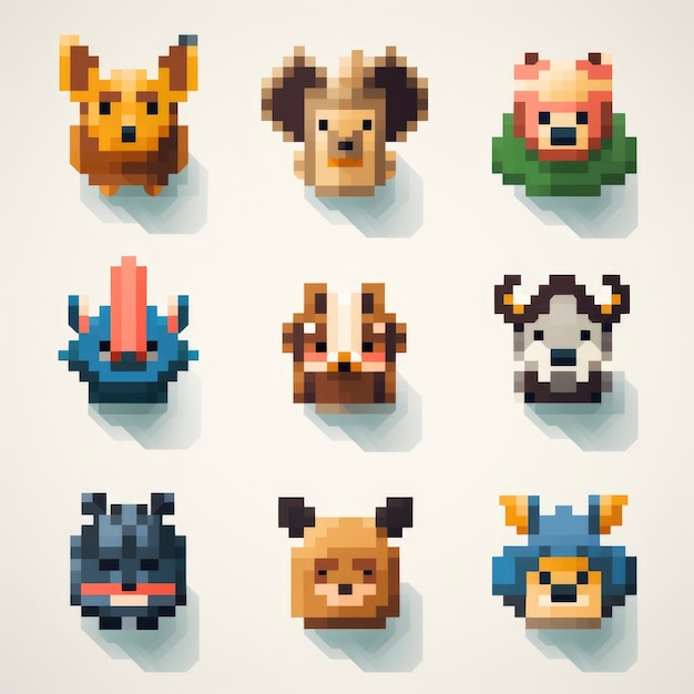 8-bits animals gaming assets