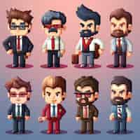 Free photo 8-bits characters gaming assets