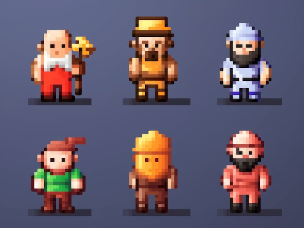 Free photo 8-bits characters gaming assets