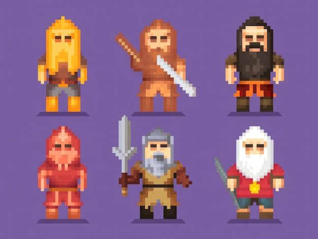 Free photo 8-bits characters gaming assets