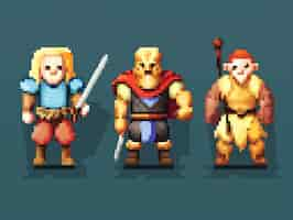 Free photo 8-bits characters gaming assets