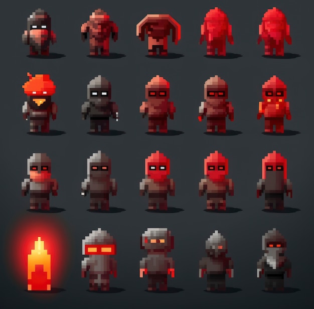 Free photo 8-bits characters gaming assets