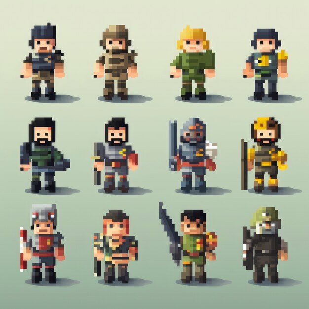 8-bits characters gaming assets