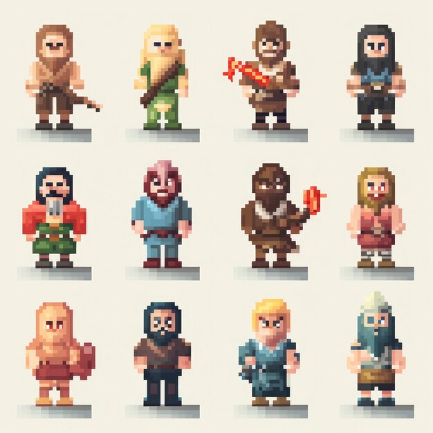 8-bits characters gaming assets