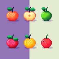 Free photo 8-bits fruits gaming assets