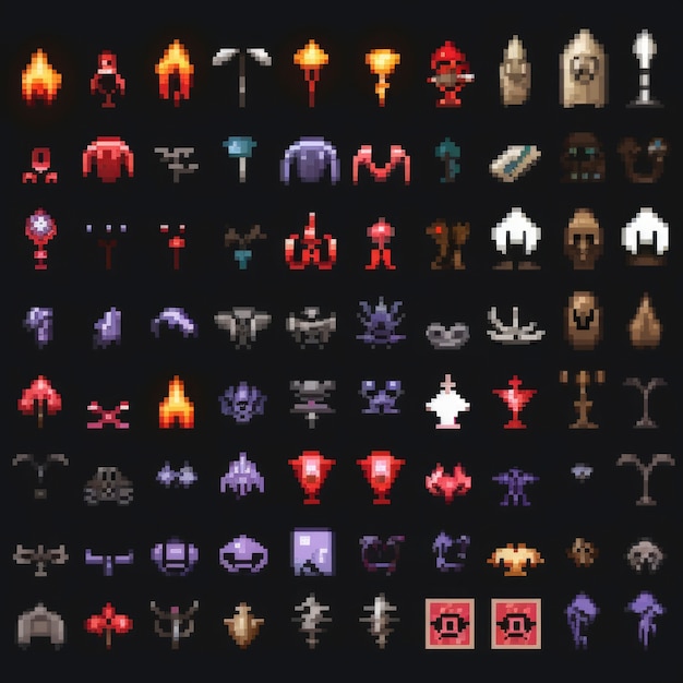 Free Photo 8-bits objects gaming assets