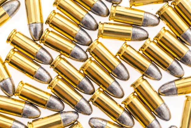 Free photo 9mm bullet for gun on white background