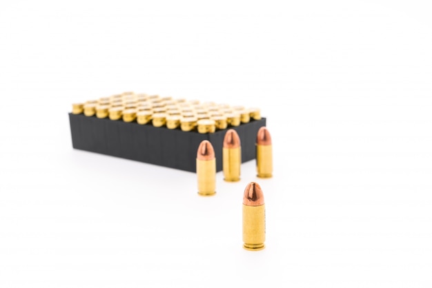 Free photo 9mm bullet for gun on white background