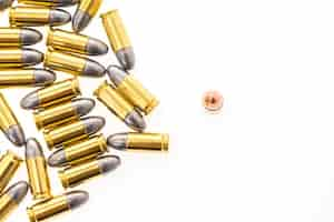 Free photo 9mm bullet for gun on white background