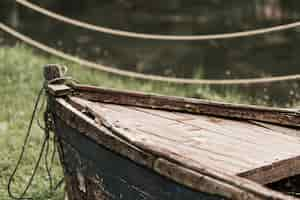 Free photo abandoned wrecked wooden boat