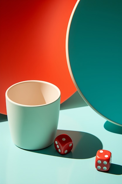 Free photo abstract 3d dice with cup