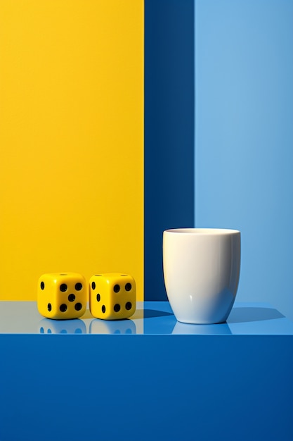 Abstract 3d dice with cup