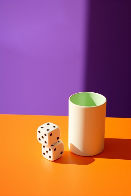 Abstract 3d dice with cup