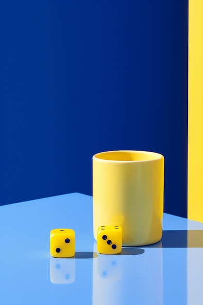 Abstract 3d dice with cup