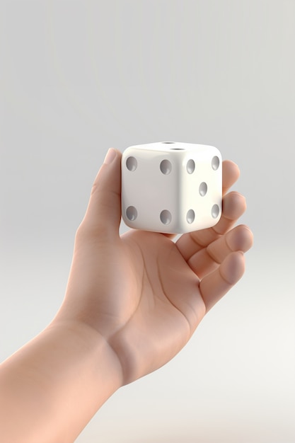 Free photo abstract 3d dice with human hand