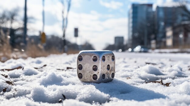 Abstract 3d dice with nature landscape